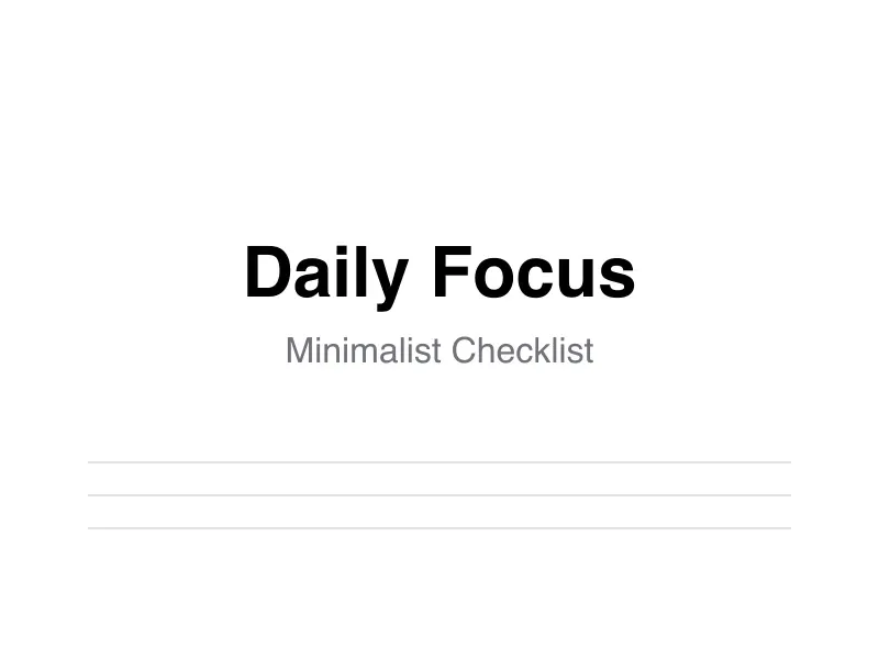 Daily Productivity Checklist