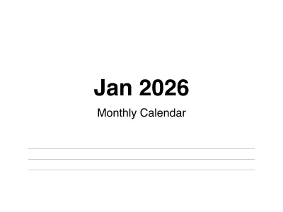 2026 Monthly Calendar (Minimalist)
